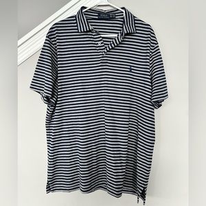 Men’s XXL Polo Ralph Lauren shirt. Navy & heather gray stripes. Great condition!